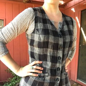 Linen plaid vest